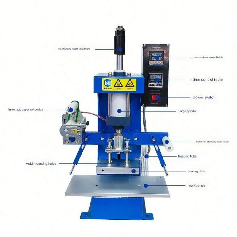 Powerful Semi-Automatic Heat Press Leather Hot Foil Stamping Machine Copper Mould for Paper and Card Printer — image 2