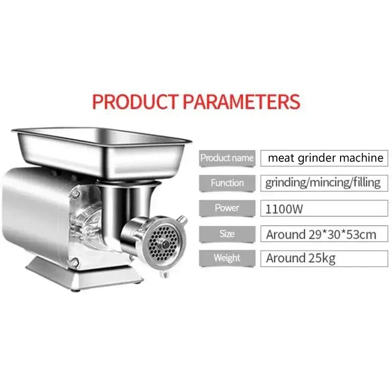 32 Commercial Stainless Steel High-power Meat Grinder for Grinding Peppers Vegetables and Chicken Frames Easy Clean Disassemble — image 5