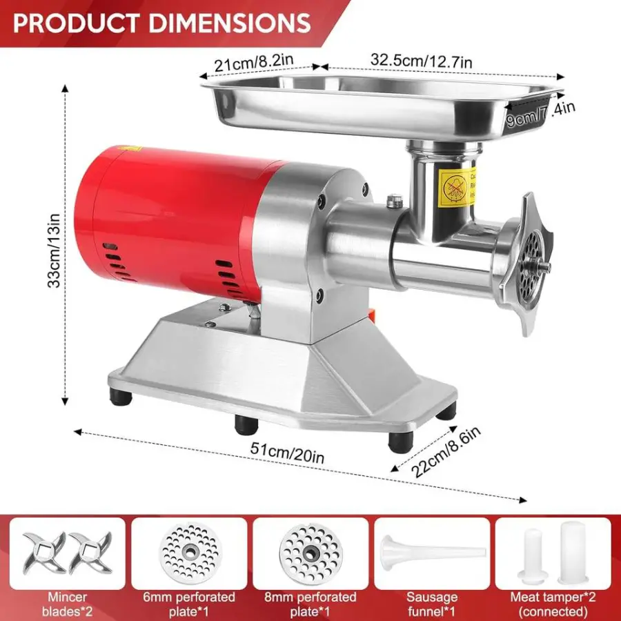 New CHANG QING Electric Stainless Steel Meat Grinder Heavy Duty (6mm & 8mm 1.5HP)-18KG — image 2