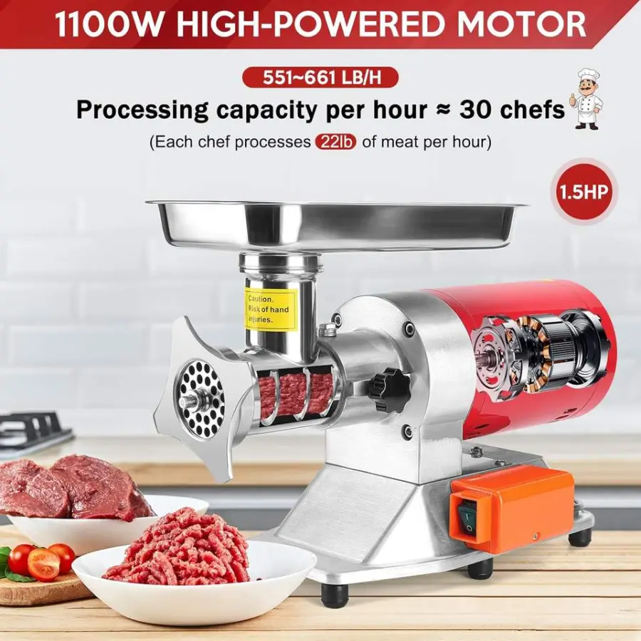 New CHANG QING Electric Stainless Steel Meat Grinder Heavy Duty (6mm & 8mm 1.5HP)-18KG — image 3