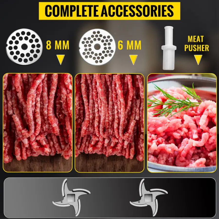 New 1100W Commercial AL-22 Model Meat Grinder & Mincer Electric 2-in-1 Sausage Stuffer with 300kg/h Capacity — image 3
