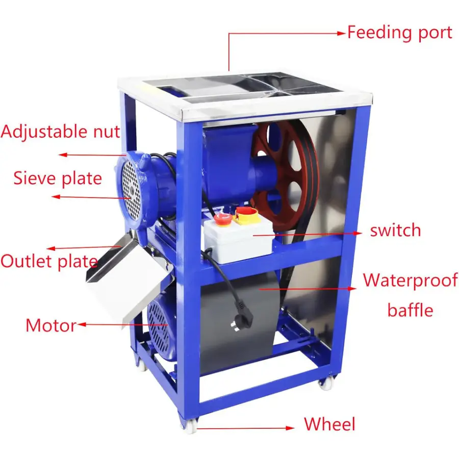 CHANG QING New 42 Bone Crusher Meat Grinder 220V Electric Motor Automatic Mincer Chopper Machine 200-230KG/H Vegetable Poultry — image 3