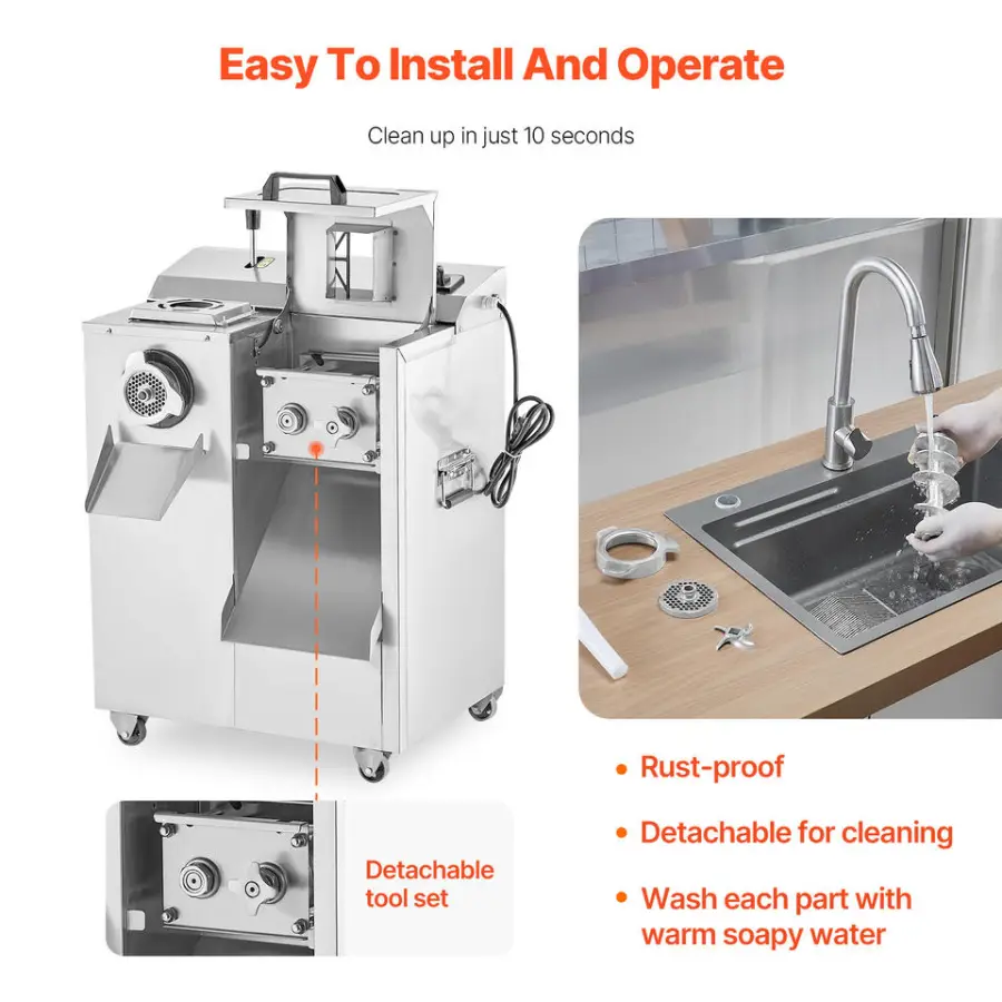 New 14 Lbs/Min Electric Motor Meat Grinder Mincer Slicer Sausage Stuffer with Blade & Grinding Plate for Slice/Shred/Dic — view 5