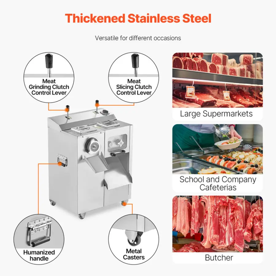 New 14 Lbs/Min Electric Motor Meat Grinder Mincer Slicer Sausage Stuffer with Blade & Grinding Plate for Slice/Shred/Dic — view 6