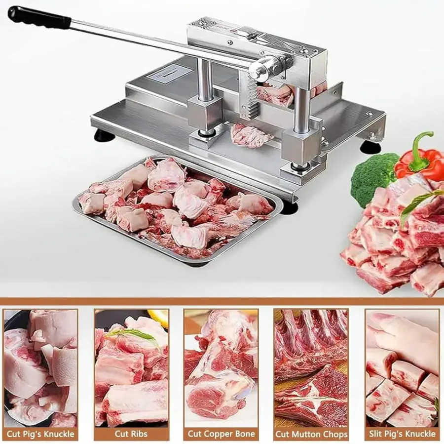 New Manual Bone Meat Slicer 25 cm Stainless Steel Bone Cutter Machine Rib Fish Chicken Beef Home Commercial Use 1 Year Warranty — image 2
