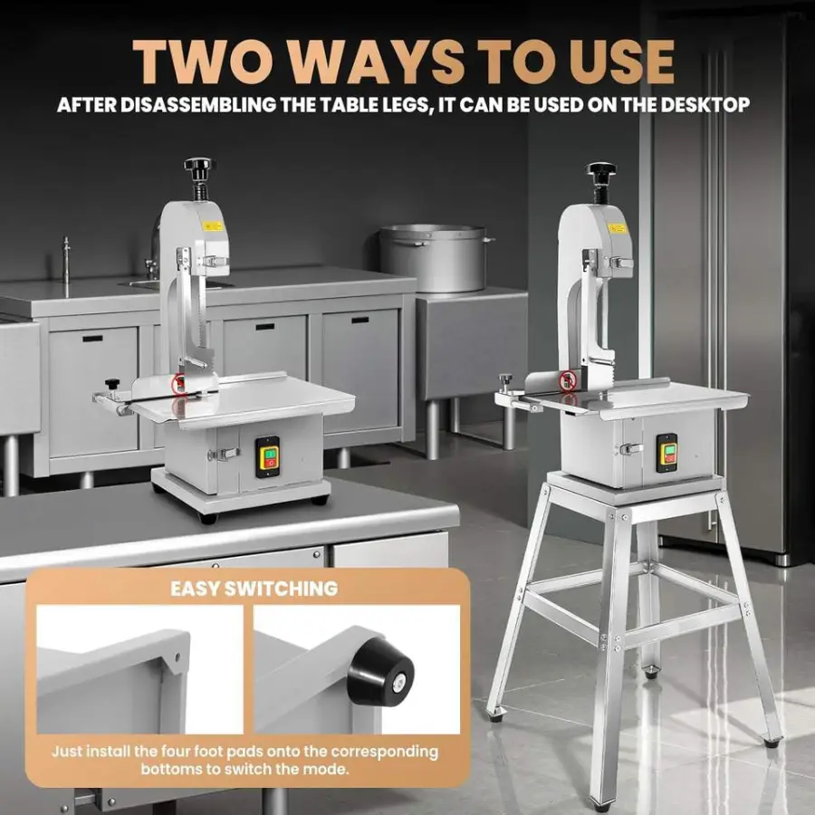 New 2500W Commercial Electric Meat Bandsaw 18.7x12" Stainless Steel Vertical Bone Saw 0.04-7.8" Cutting Thickness Restau — view 5