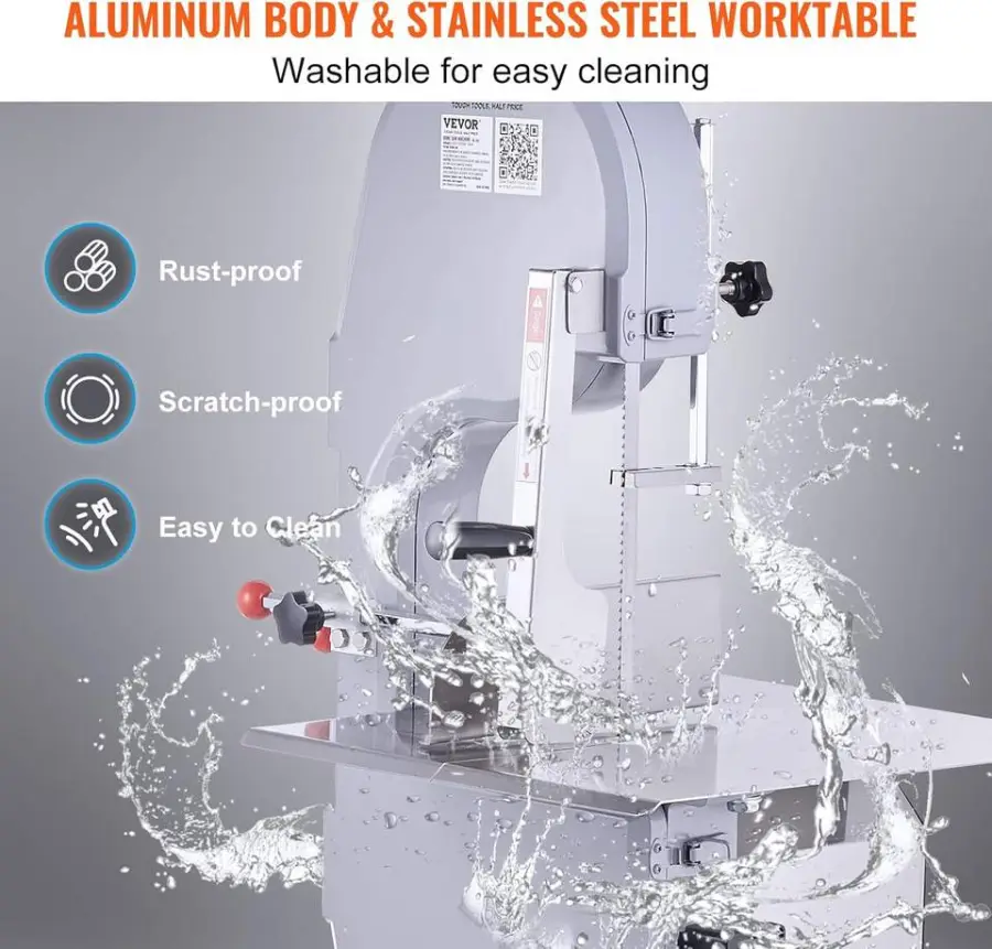 Commercial Electric Meat Bandsaw 1100W Stainless Steel Countertop Bone Saw Machine Restaurant Farm Use 19.3x15" 0.16-7.9" — image 6