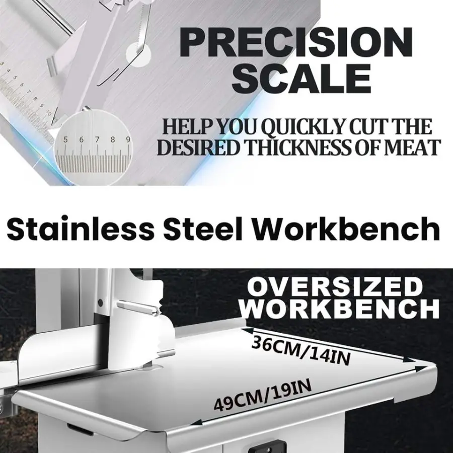Commercial Electric Meat Saw 1500W Bone Saw Butchering Meat Cutter Machine 8 Blades 0.04-3.9" Cutting Restaurant Use — view 3
