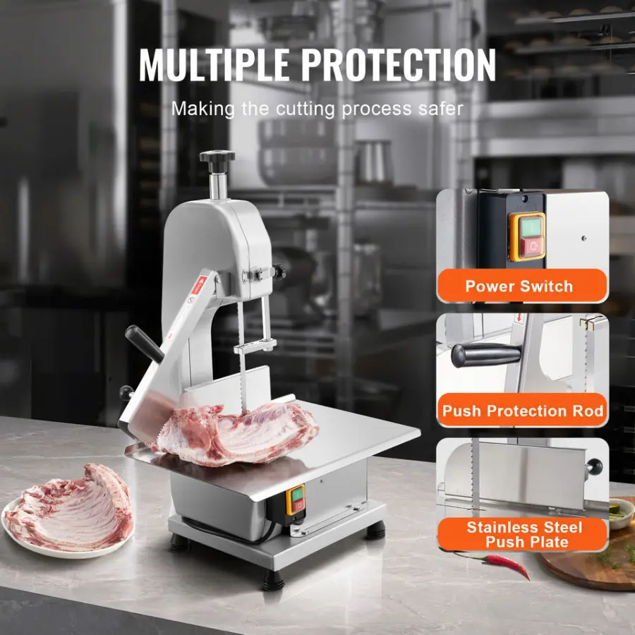 Commercial Electric Meat Bandsaw 650W/1800W Motor Countertop Bone Sawing Machine Slicing Frozen Meat Pork Stainless Stee — view 1