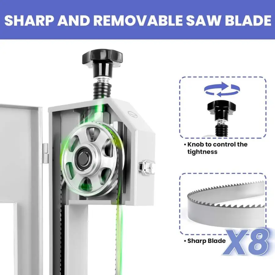 Commercial Electric Meat Saw 1500W Bone Saw Butchering Meat Cutter Machine 8 Blades 0.04-3.9" Cutting Restaurant Use — view 6