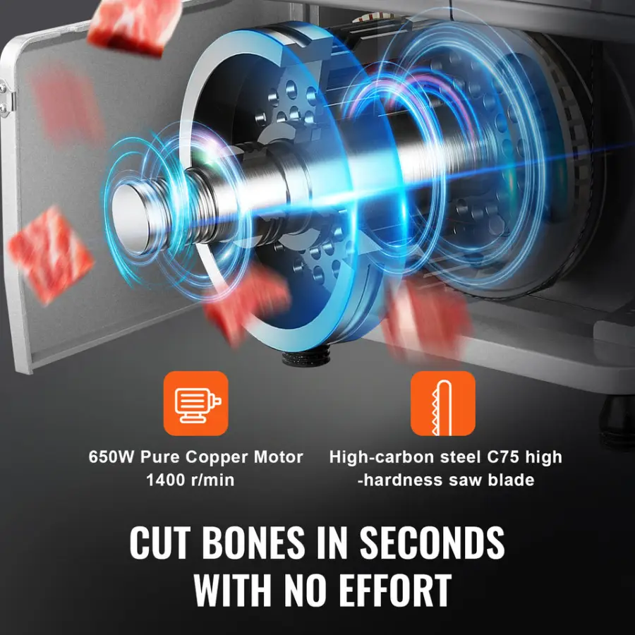 Commercial Electric Meat Bandsaw 650W/1800W Motor Countertop Bone Sawing Machine Slicing Frozen Meat Pork Stainless Steel Blade — image 3