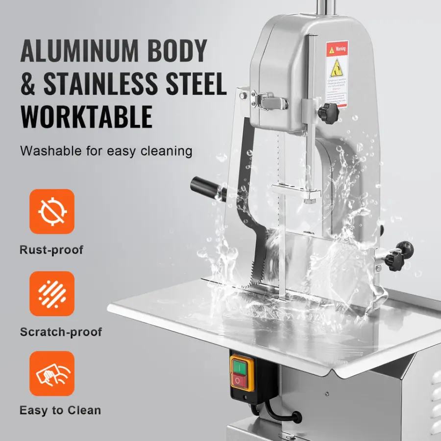 Commercial Electric Meat Bandsaw 650W/1800W Motor Countertop Bone Sawing Machine Slicing Frozen Meat Pork Stainless Steel Blade — image 5