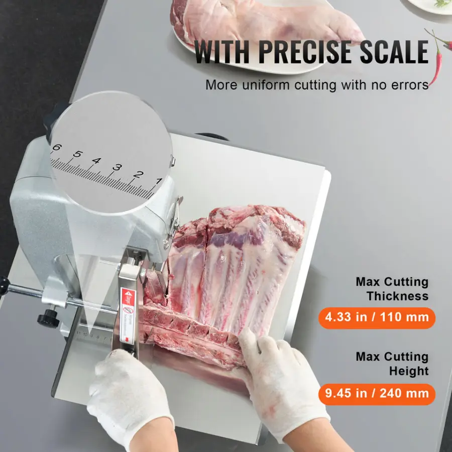 Commercial Electric Meat Bandsaw 650W/1800W Motor Countertop Bone Sawing Machine Slicing Frozen Meat Pork Stainless Steel Blade — image 6