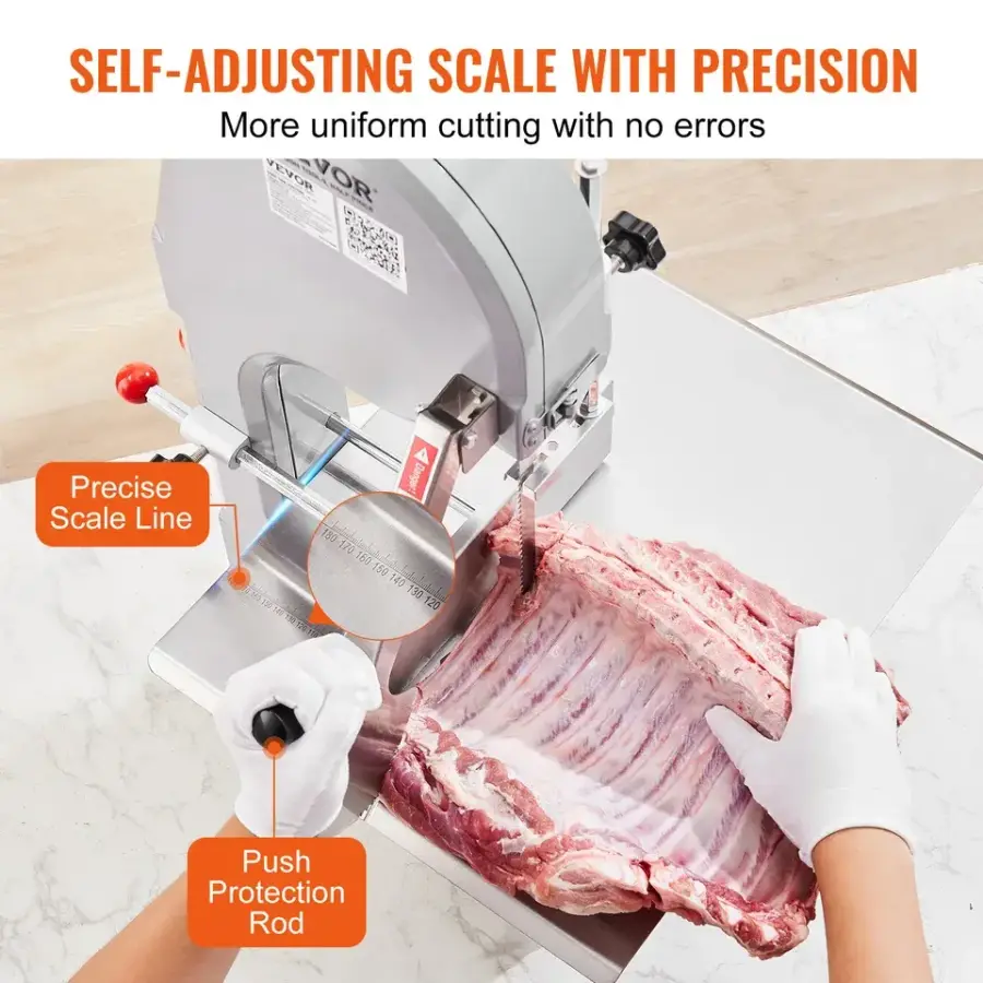 New Commercial Electric Meat Bone Saw Machine 1500W Stainless Steel Blade Bone Bandsaw Workbench Countertop Restaurant/Farm Use — image 4
