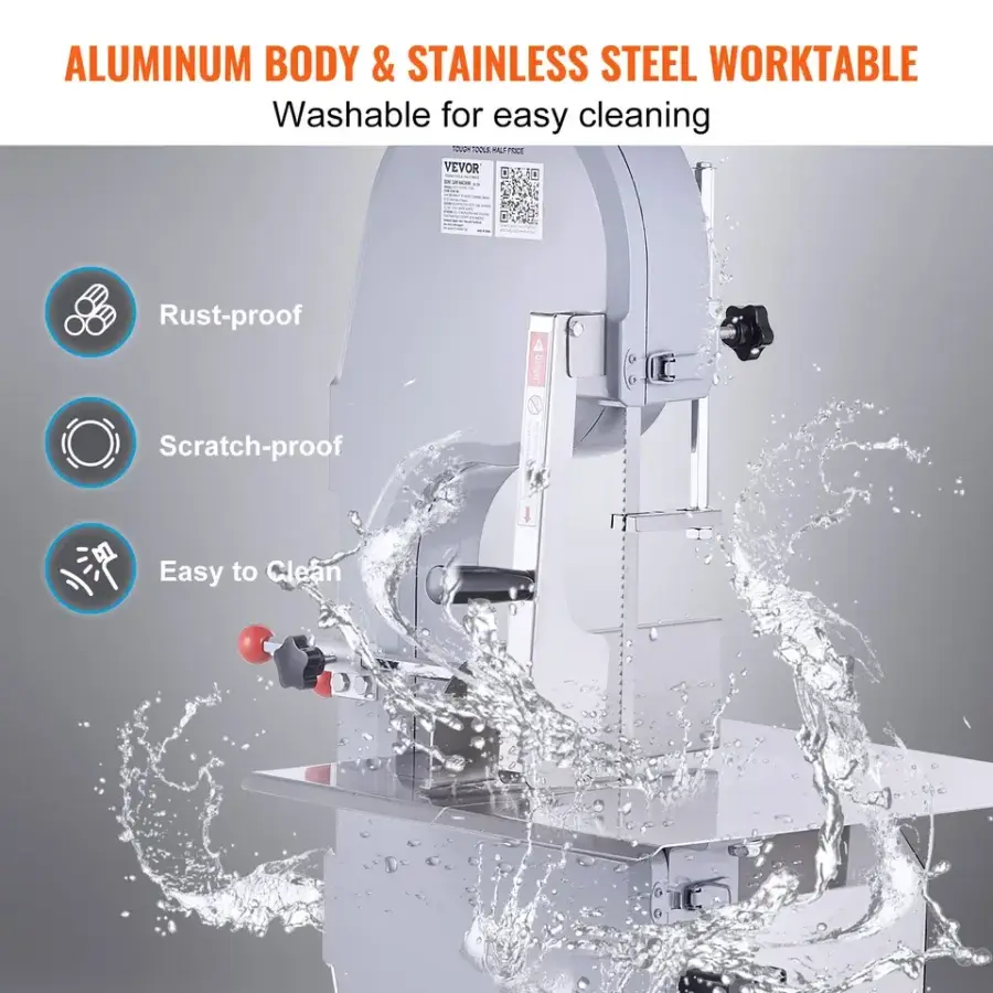 New Commercial Electric Meat Bone Saw Machine 1500W Stainless Steel Blade Bone Bandsaw Workbench Countertop Restaurant/Farm Use — image 5