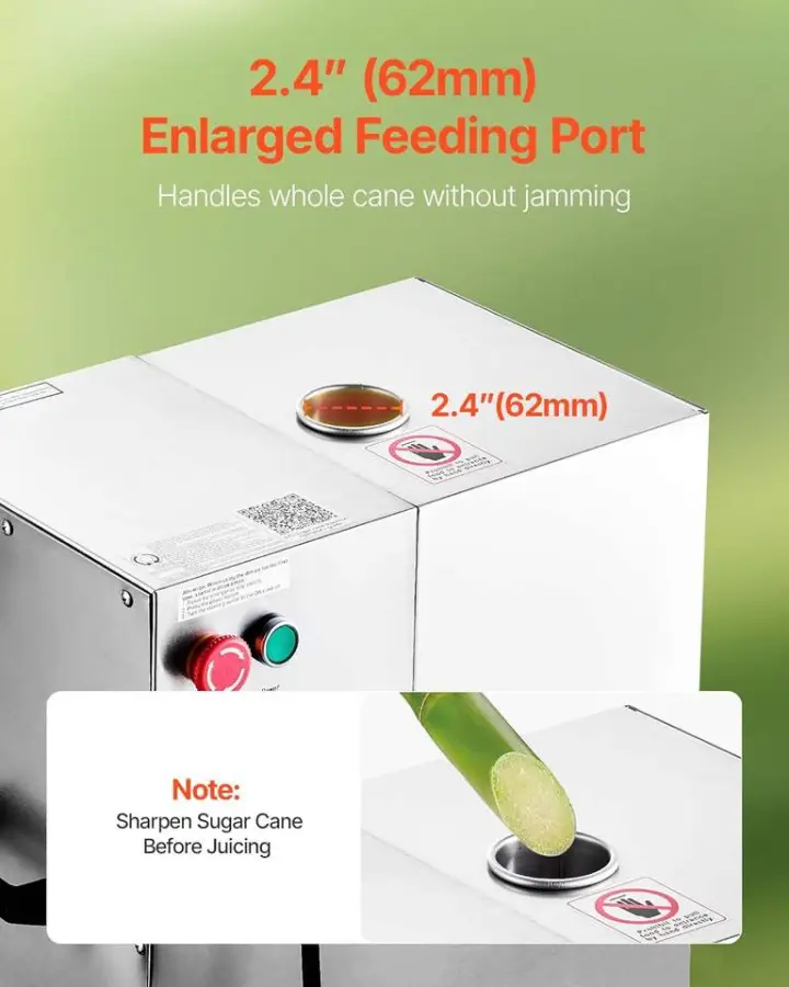 CHANG QING Commercial Portable Sugar Cane Juicer 800W 661LBS/H High Output 4 Stainless Steel Rollers Home/Commercial Use Model — image 4
