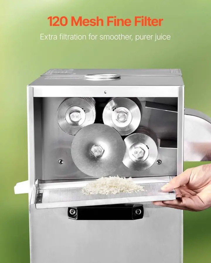 CHANG QING Commercial Portable Sugar Cane Juicer 800W 661LBS/H High Output 4 Stainless Steel Rollers Home/Commercial Use Model — image 6