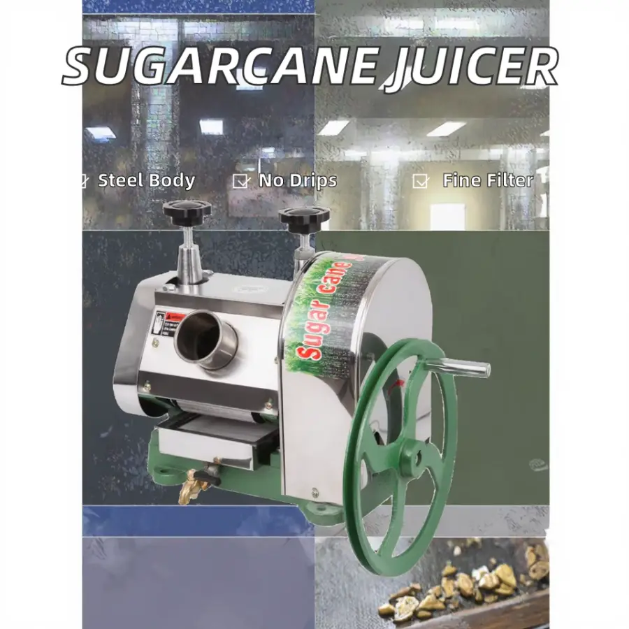 Industrial Commercial Manual Sugarcane Juice Extractor Press Machine Stainless Steel Anti-Drip Design 1 L/min — view 2