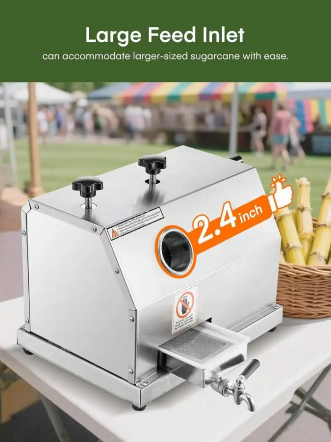 Commercial Restaurant Retail Use Sugarcane Juicer 110LBS/H High Output 3 Stainless Steel Rollers 2.4" Large Inlet Manual — image 4