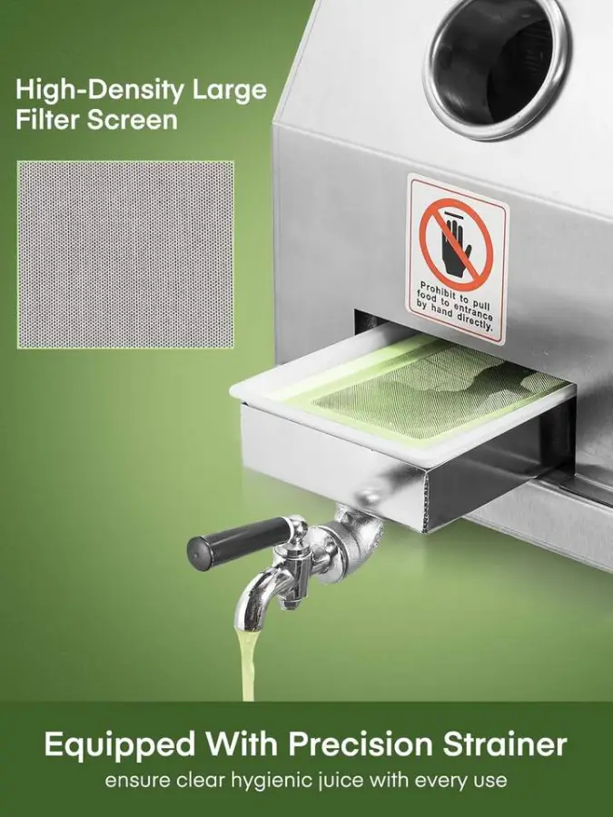 Commercial Restaurant Retail Use Sugarcane Juicer 110LBS/H High Output 3 Stainless Steel Rollers 2.4" Large Inlet Manual — image 7
