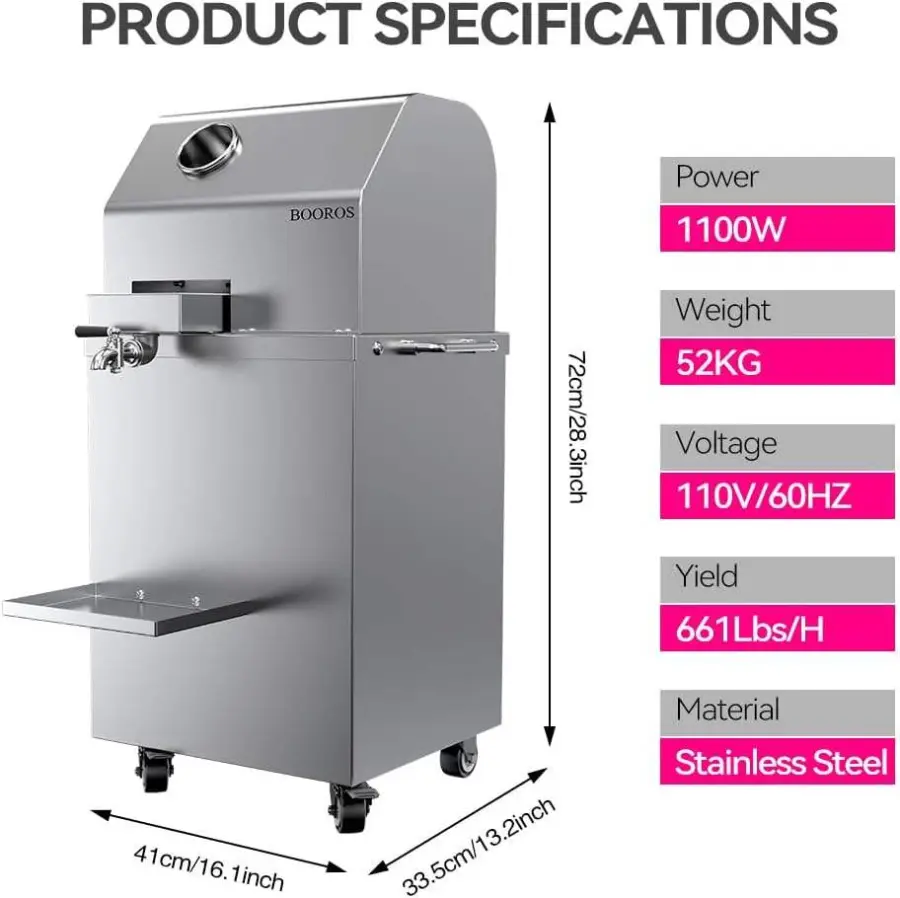 CHANG QING Cq-8439 Automatic Sugarcane Juice Machine 1100W 3 Stainless Steel Rollers 2.4" Extra Large Inlet 300KG/H High Output — image 2