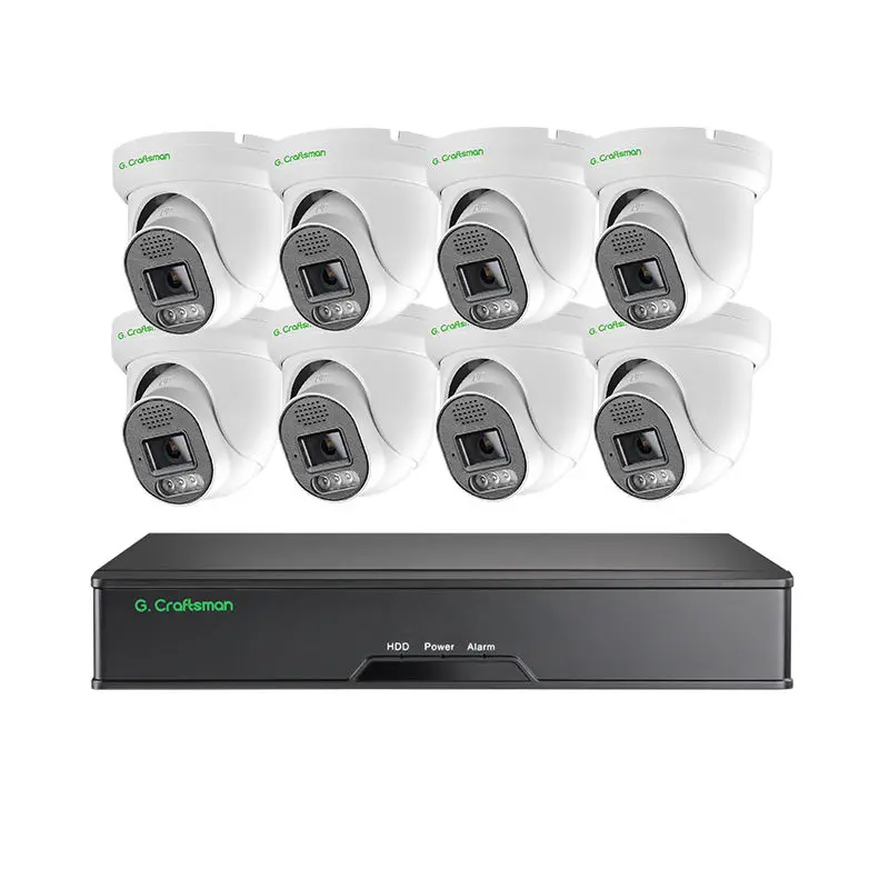 GR-DFX-M5V-K8 G.Craftsman 8pcs Dome Camera Kit with Night Vision Two-Way Audio and 4K 16 Channel NVR System with 8 POE P — view 1
