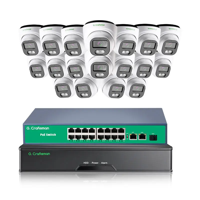 GX-HFD-M5C-K16 Cheaper 5MP Waterproof Turret Dome Camera POE NVR Kits P2P Video Surveillance Outdoor CCTV System — view 1
