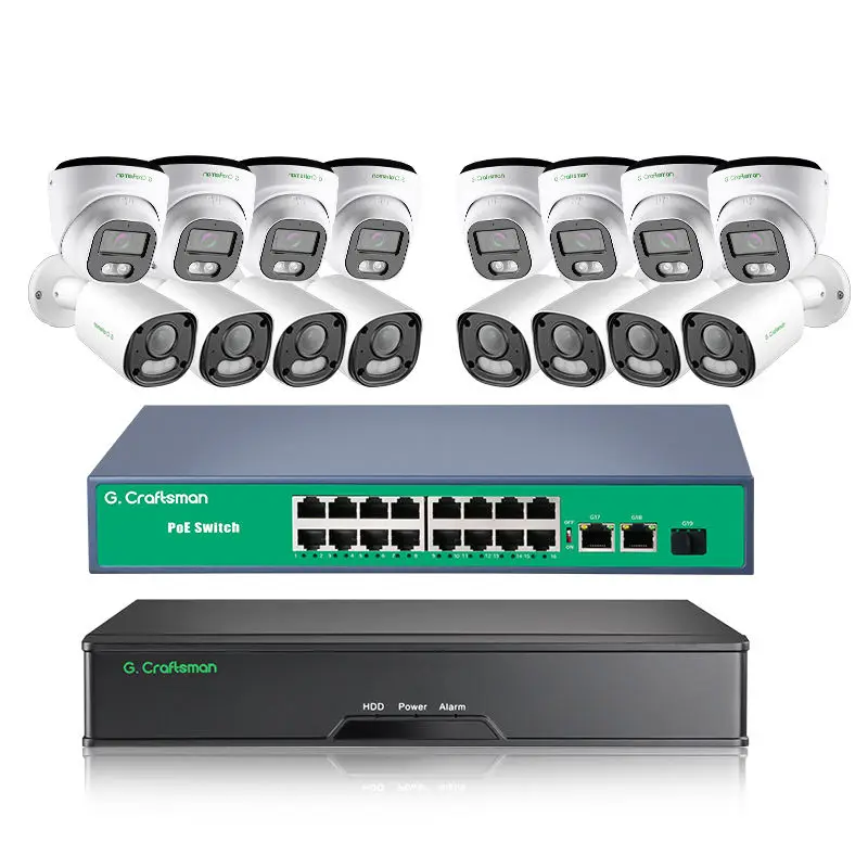 GX-YUHFI-M8S-K16 Ultra 4K UHD NVR Kits 16 Pieces Sony IMX415 8MP POE Security Camera System 14TB Hard Disk Optional — view 1