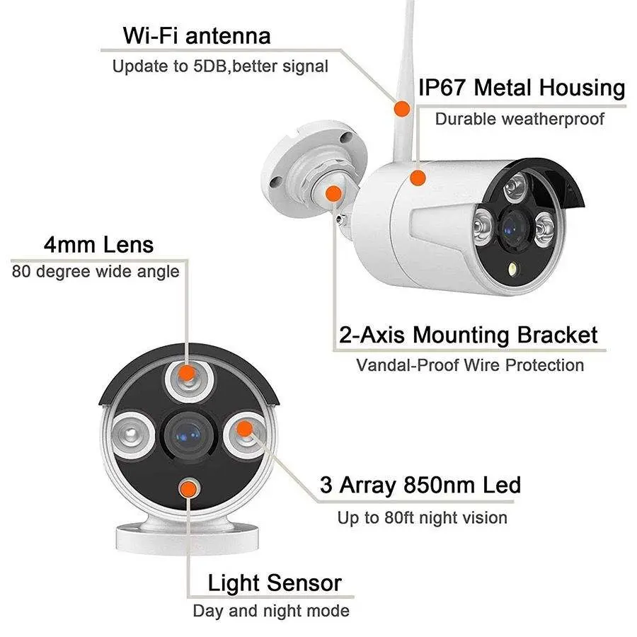 Tuya Smart 3MP 4CH OUtdoor Wifi NVR Camera Kit Night Vision 2MP HDD 4CH NVR Wireless Security Camera System WiFi NVR Kit — image 7