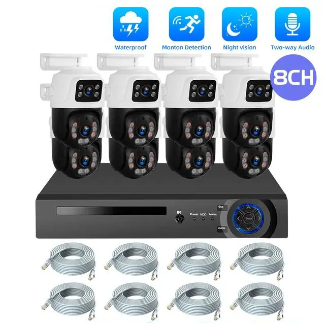 ICsee 8CH 6MP POE Dual Lens PTZ CCTV Camera Kit with Night Vision HDD Storage Auto Tracking 4CH NVR Security System — view 1