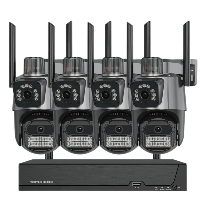 Icsee 4CH 9MP 8X Zoom Wireless Security Camera System 8X Zoom WiFi Outdoor PTZ Camera Nvr Kit 6MP WiFi Dual Lens Camera — view 1