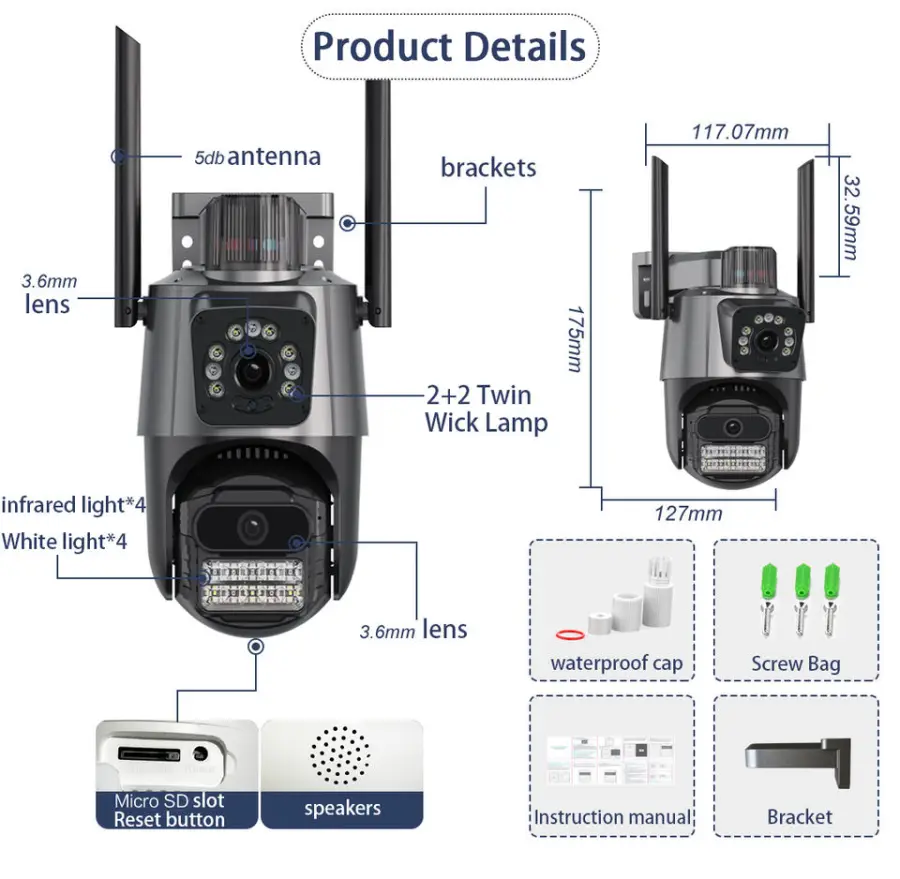 Icsee 4CH 9MP 8X Zoom Wireless Security Camera System 8X Zoom WiFi Outdoor PTZ Camera Nvr Kit 6MP WiFi Dual Lens Camera System — image 7