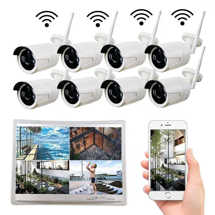 EseeCloud 4ch Security Wifi Camera Kit 12.5 Inch LCD Monir 3MP 5MP Wifi NVR Kit Camera IP Wireless Security Cctv Camera System — image 3