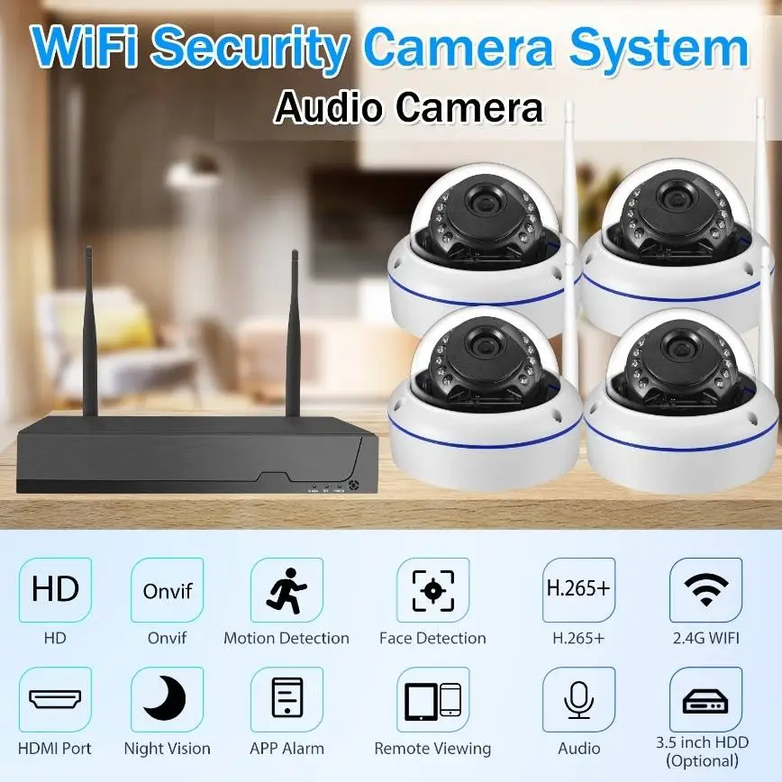 ICsee 3MP 8CH Indoor Wireless Dome Security Camera System 4CH Wireless CCTV System Nvr Kit 4CH Wifi Security Dome Camera Kit — image 4