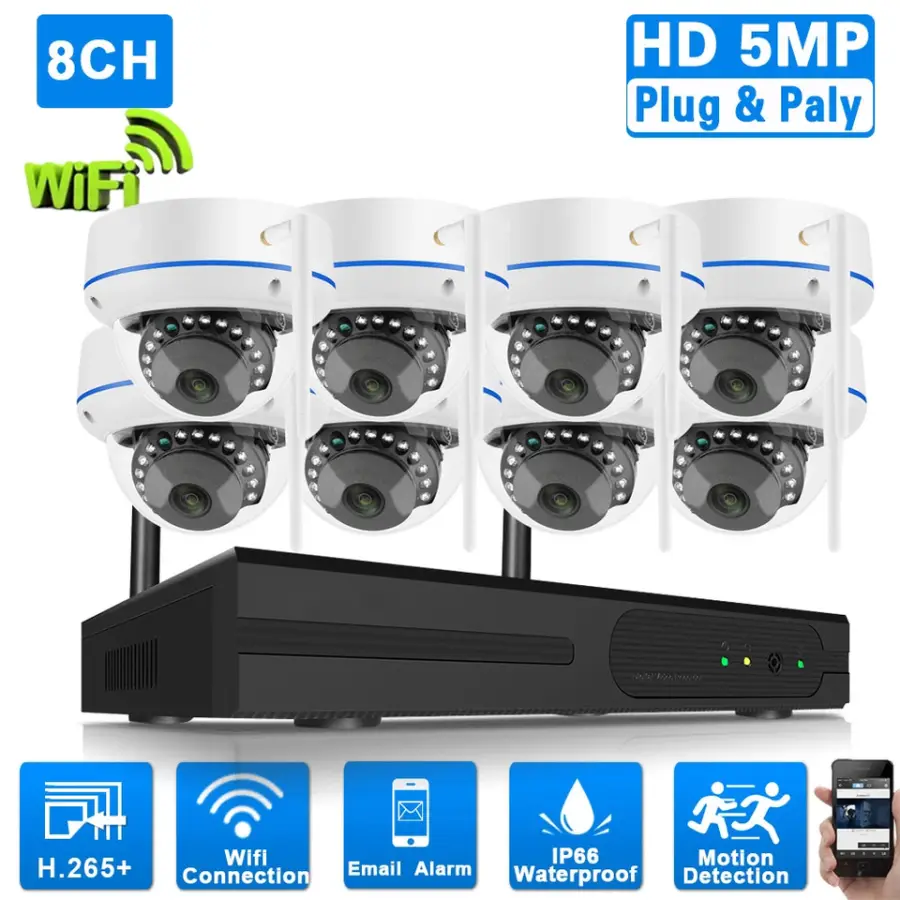 EseeCloud 3MP 5MP 8CH Indoor Outdoor Wifi Camera Kit System 8CH Wifi Nvr Kit Cctv Indoor Dome Wireless Security Camera S — view 2