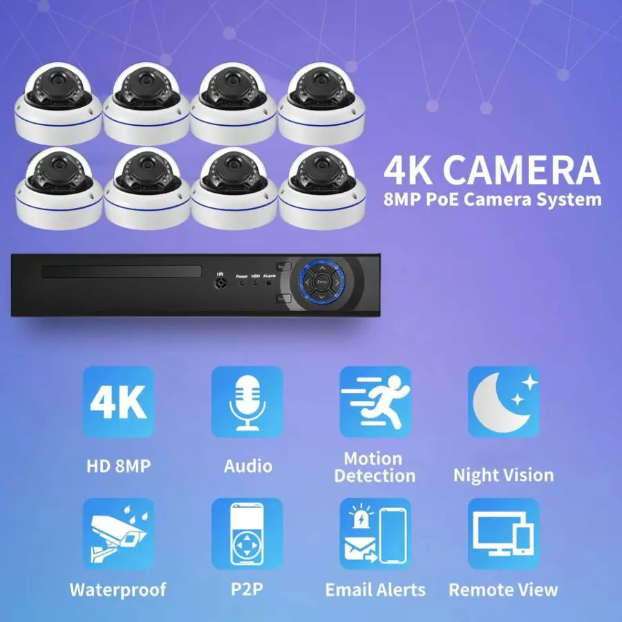 Xmeye 8MP 5MP 32CH Dome POE Security Camera System H.265 Two Way Audio 4K 8CH POE NVR CCTV Camera Kit Night Vision — image 7