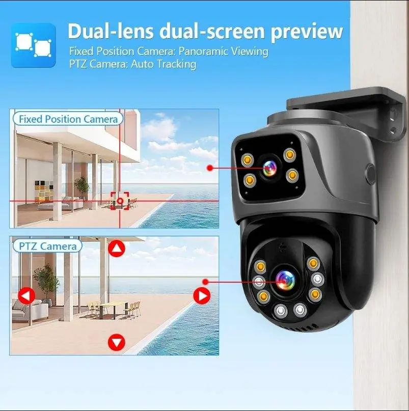 ICsee 8CH 6MP POE PTZ CCTV Camera Kit System Poe H.265 NVR Kit 3K Auto Tracking PTZ 4CH Dual Lens POE Security Camera Kit System — image 4