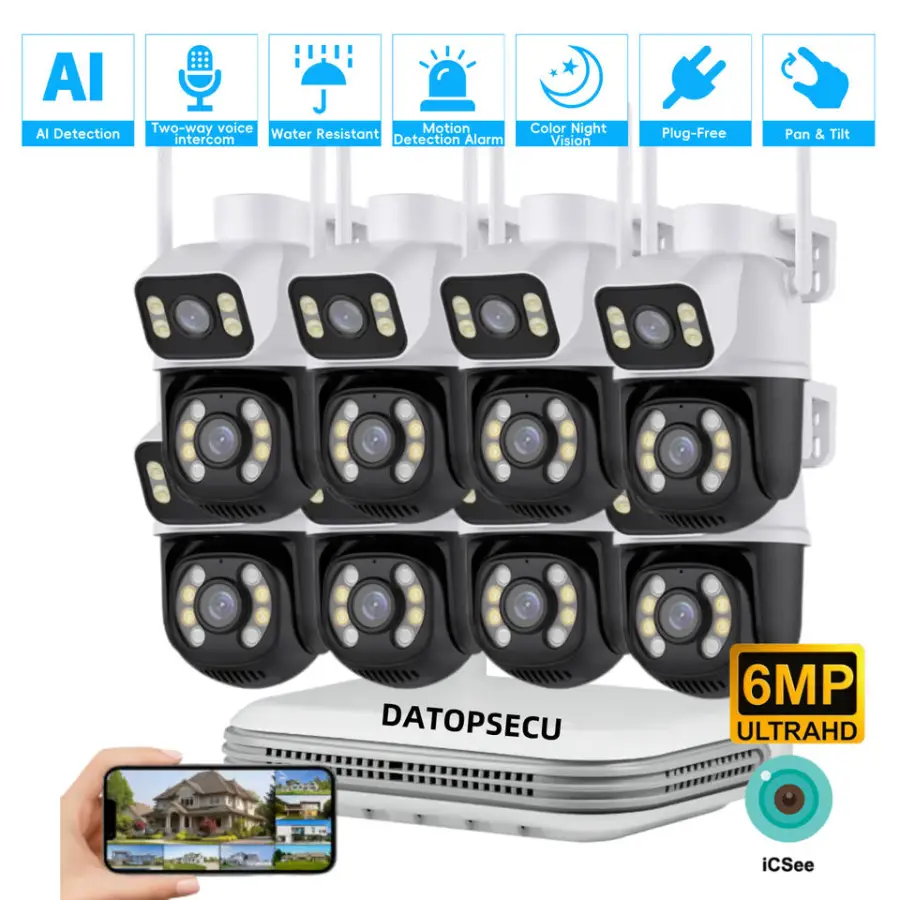 Icsee Xmeye 6MP 8CH Wireless Home Security Camera System Wifi Ptz Network Wireless Nvr Kit Home System Cctv Camera Kit S — view 1