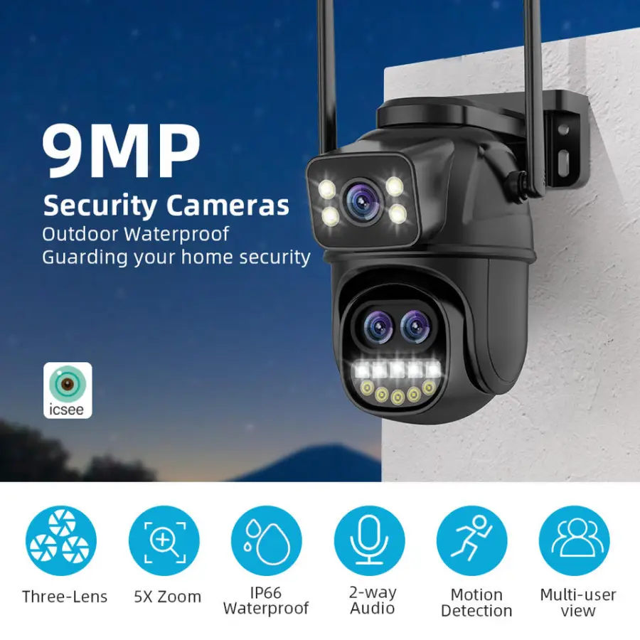 Icsee 8CH H.265 9MP Wireless CCTV Camera System Two Way Audio PTZ WIFI IP Security 8X Zoom 8CH WiFi NVR Security Camera — view 2