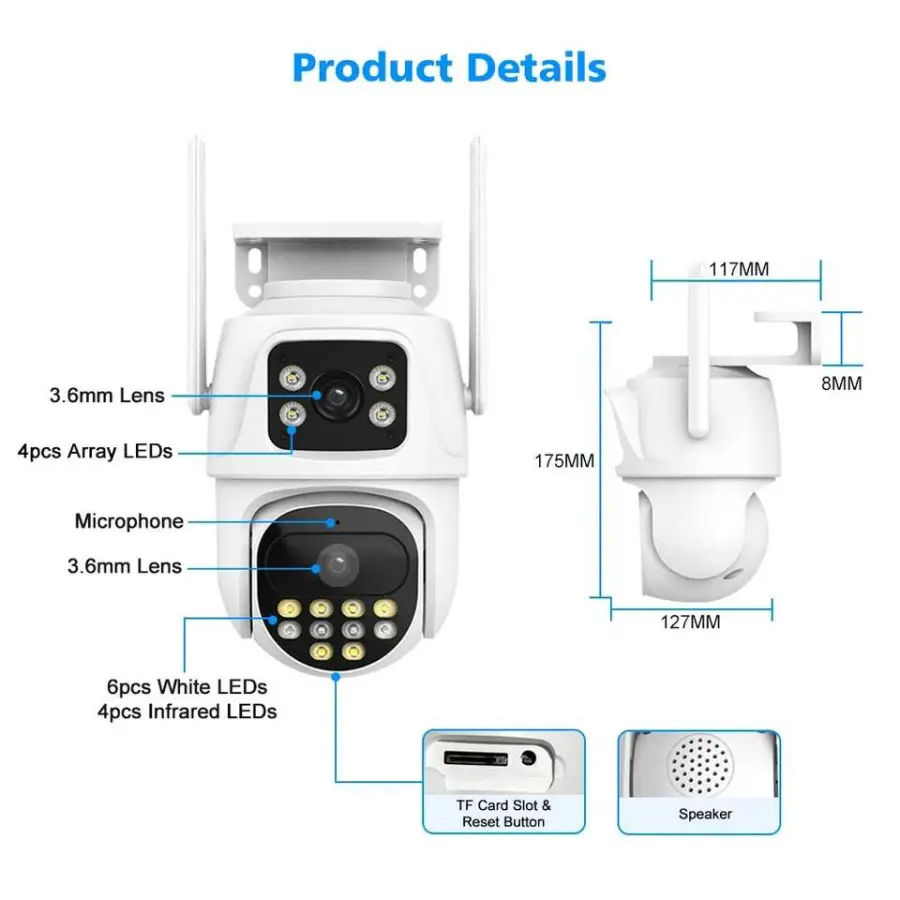 ICsee 6MP WIFI NVR Outdoor Waterproof Security Camera Kit with Night Vision Dual Lens H.265 Two-Way Audio Security Camera System — image 4