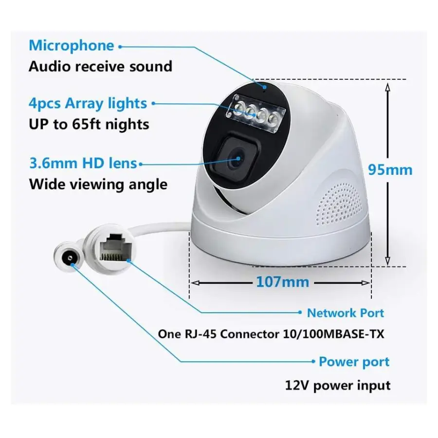 Xmeye 8MP 4MP 5MP 4CH Indoor Dome POE IP Camera System with Night Vision H.265 48V 1 Year Warranty Home Security NVR Kit — image 4