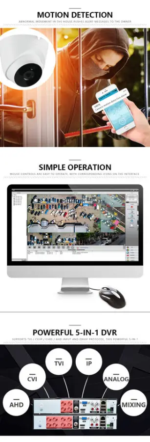 5MP 2MP CCTV Camera KitHome Security Cctv System 4ch 4ch Dvr Kit Surveillance 4ch AHD DVR Kit Security System Dome AHD DVR Kit — image 7