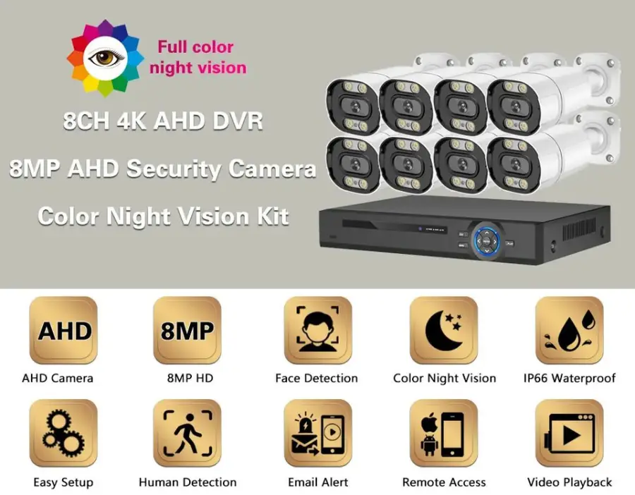 8mp 5mp Outdoor 4ch AHD Security Camera Kit 4k Ahd Dvr Ki Surveillance Camera Dvr Kit 2mp 4 Channel AHD Cctv Camera System — image 4