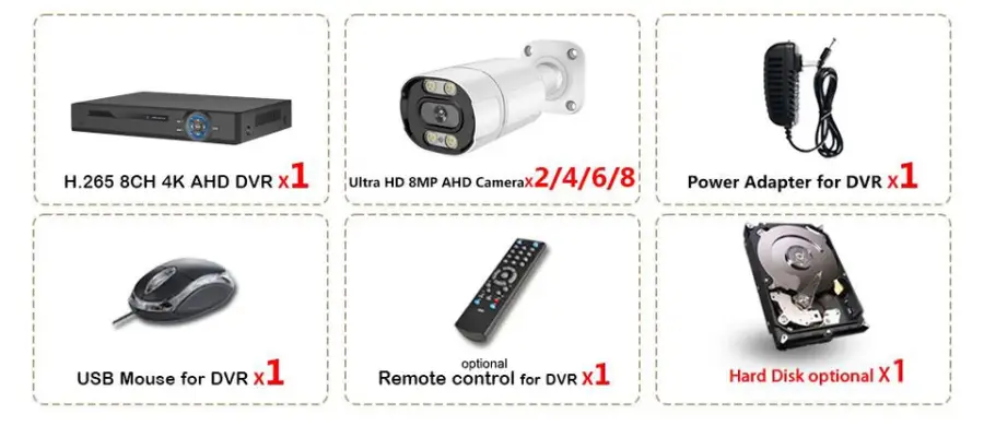 2mp 5mp Outdoor 16CH AHD Security Camera Kit 4k 16ch Ahd BULLET Dvr Kit CAMERA Dvr Kit 2mp 16Channel AHD Cctv Camera System — image 6