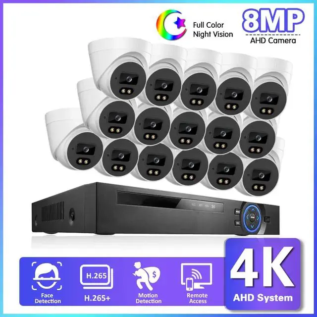 2MP 8MP 5MP 16ch Indoor AHD Analog Camera Surveillance 16ch Dome AHD Camera Kit Dome Security Cctv System Analog AHD Camera Kit — image 2