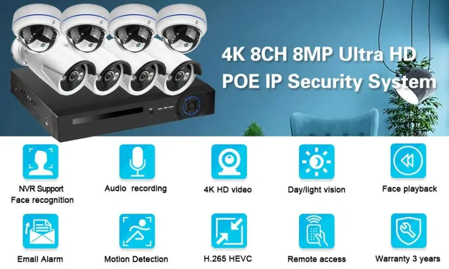 XMEye 4mp 5mp 8mp POE CCTV Camera Kit 2k 4k 4 8 16 Channel Ai Smart Hd Ip POE Camera Nvr Kit Home Security Cctv Camera System — image 6