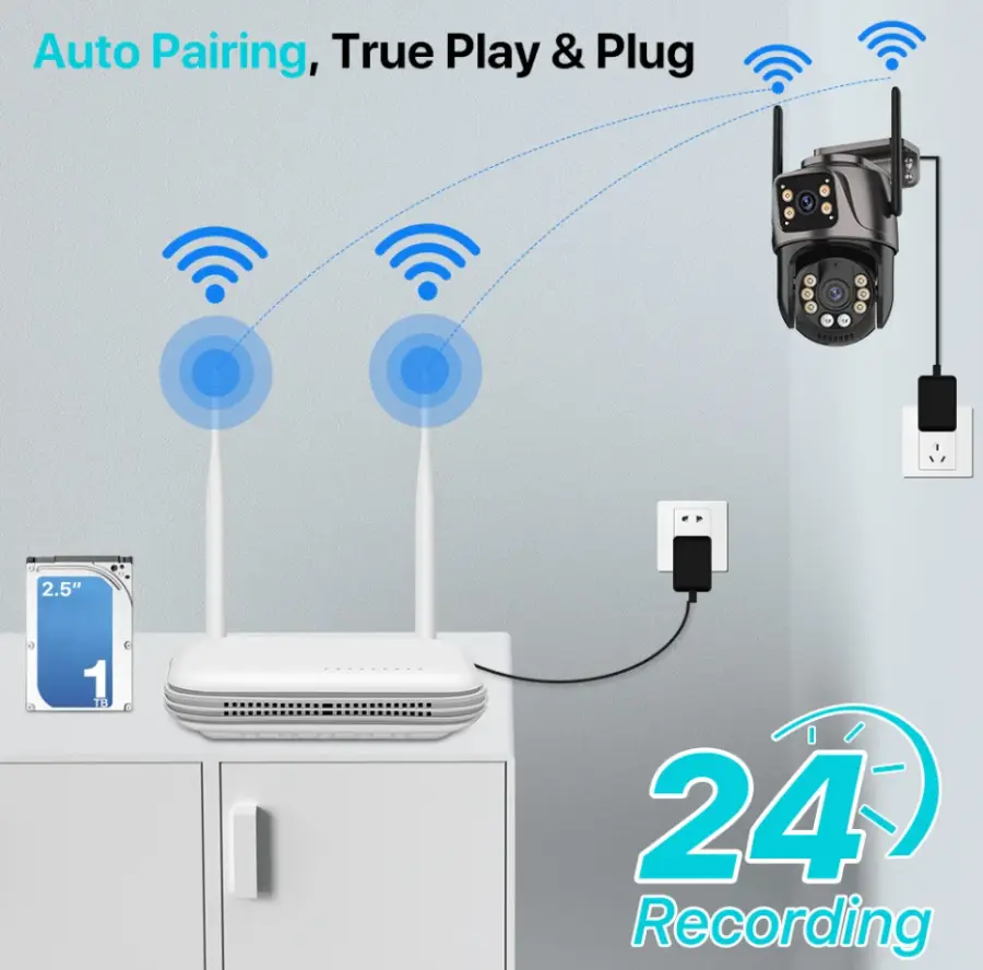 XM ICsee 6mp Surveillance Wi-fi Cctv Camera Kit Outdoor 2-Lens and 2-Screens Security Wifi Camera Kit Nvr Wireless Camera System — image 7