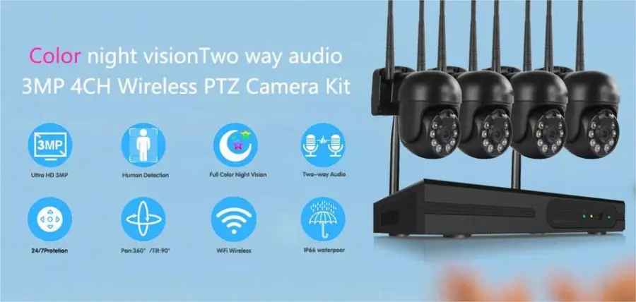 EseeCloud 4CH Wifi Nvr Camera Kit 5MP Network 3MP Outdoor WiFi NVR Camera Kit NTR CCTV PTZ Wireless Security Camera System — image 4