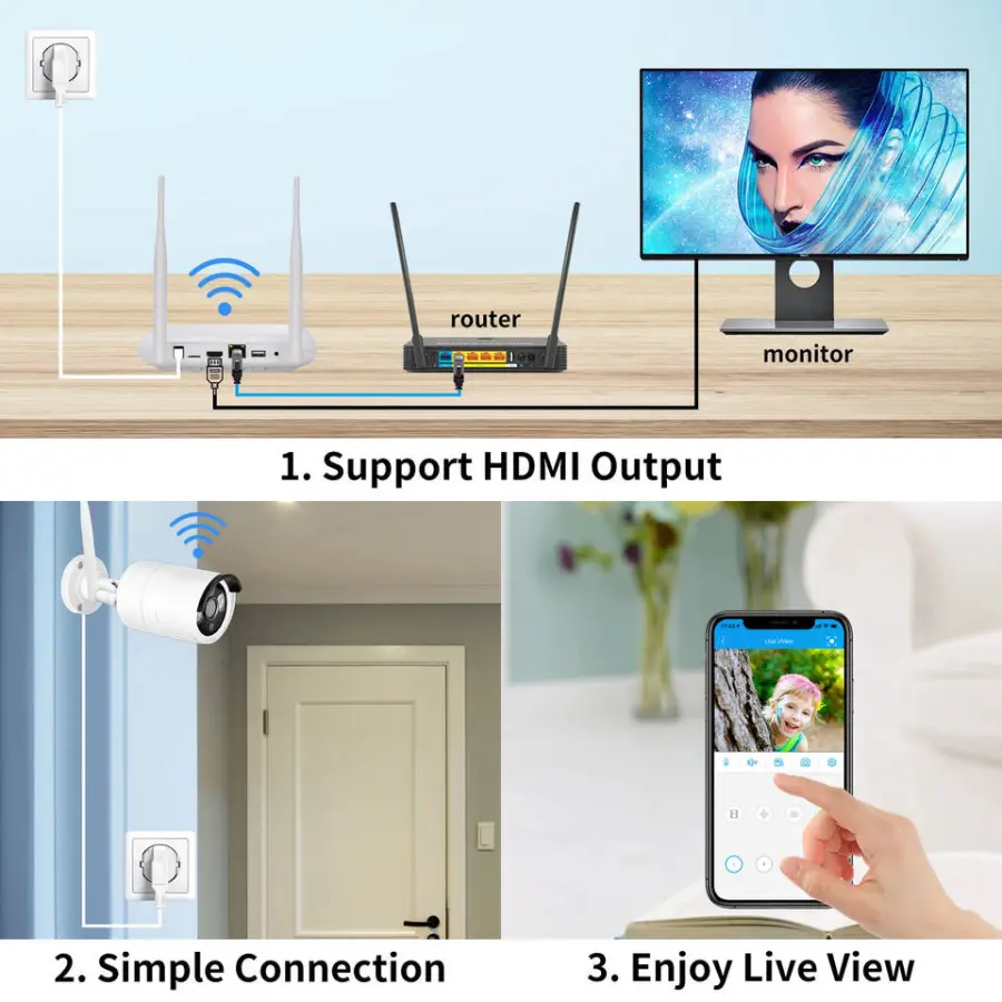 Icsee VMS Surveillance Wireless CCTV System 4ch 8ch Cctv Wifi Camera Dvr Kit Hd 3MP 5MP CCTV Wireless Security Camera System — image 6