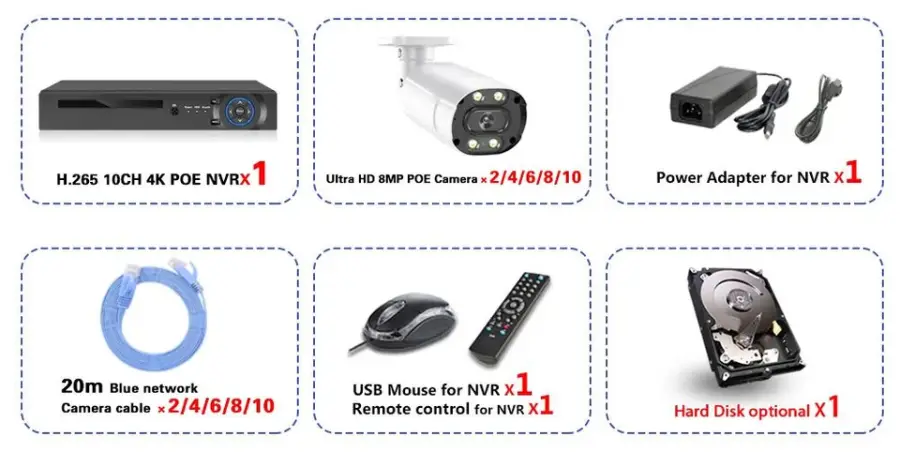XMEye 4CH Poe Nvr Kit 8MP 48V POE Ip Camera CCTV Night Vision Security Audio Record Video 4MP POE Security Camera System — image 7